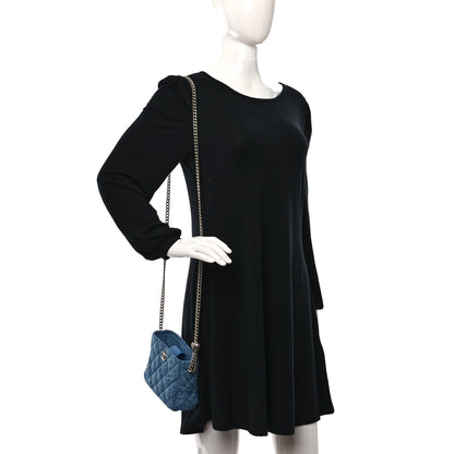 Chanel Denim Quilted Camellia Sweetheart Small Hobo Blue 2 of 11