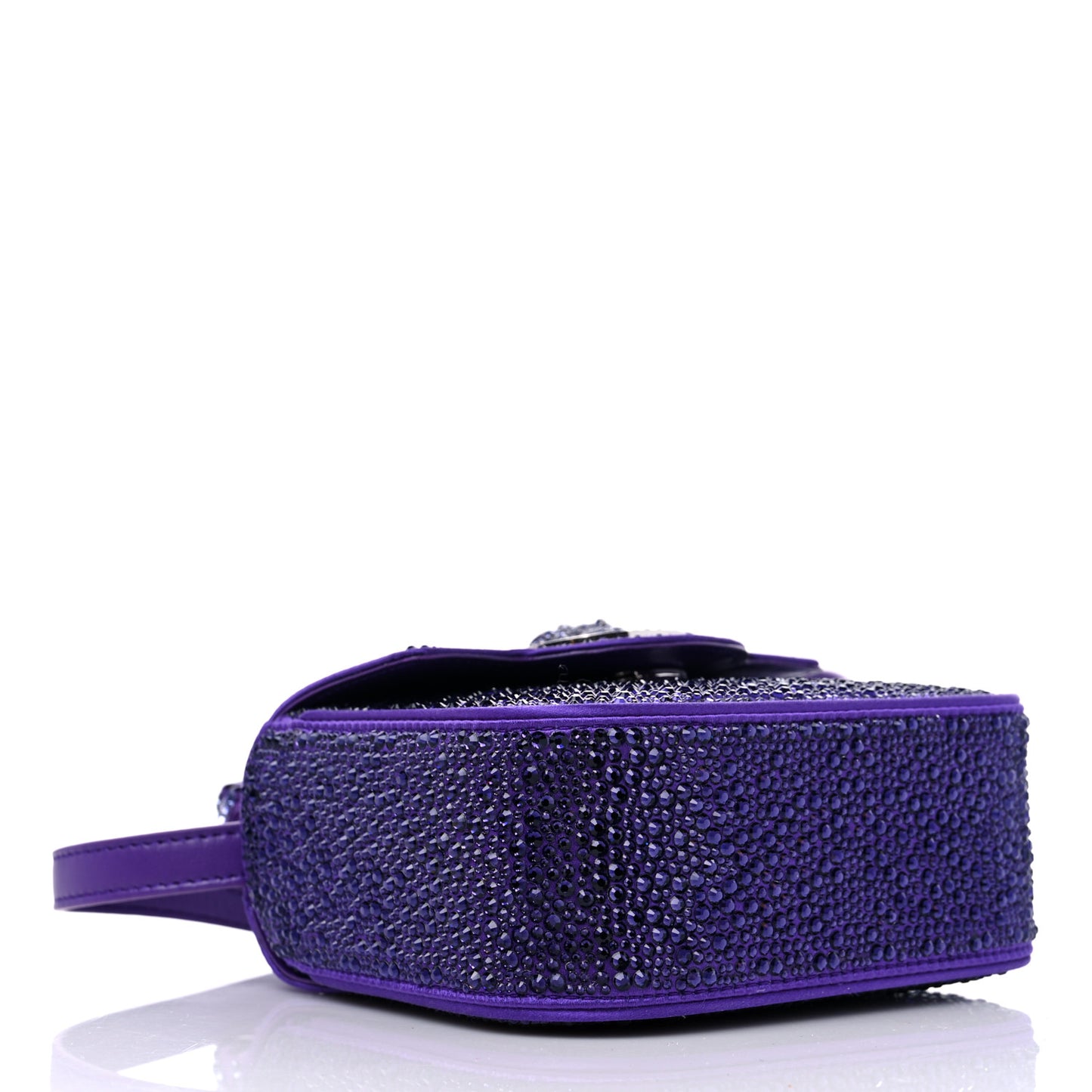 Satin Crystal Studded Mini La Medusa Bag Purple