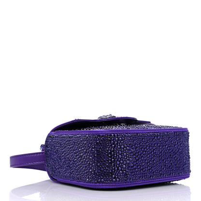 Versace Satin Crystal Studded Mini La Medusa Bag Purple 4 of 10
