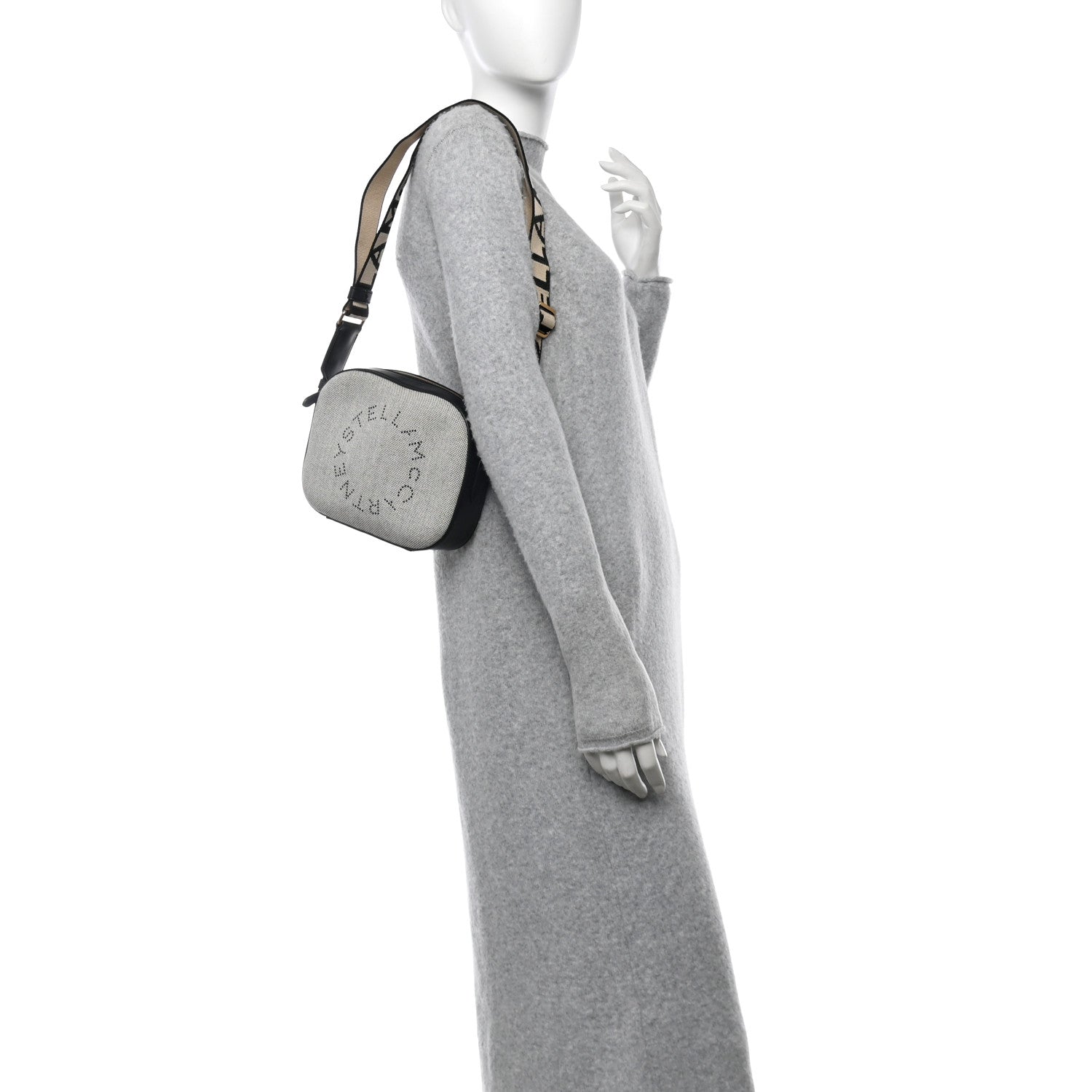 Stella McCartney Canvas Logo Small Camera Bag Salt Pepper 2 of 11