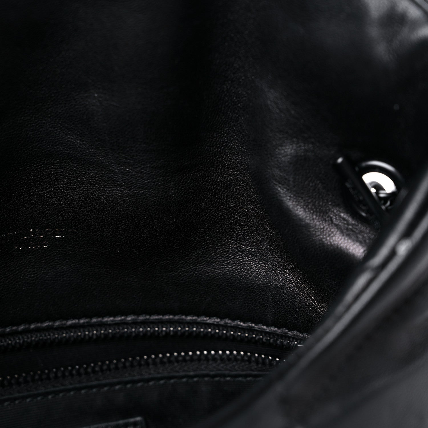 Saint Laurent Lambskin Quilted Toy Loulou Puffer Monogram Chain Satchel Black 11 of 14
