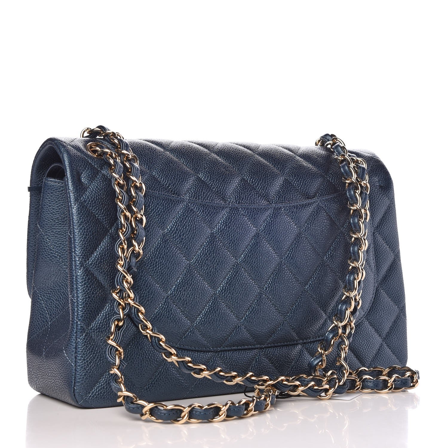 Chanel Iridescent Caviar Quilted Jumbo Double Flap Dark Blue 4 of 9