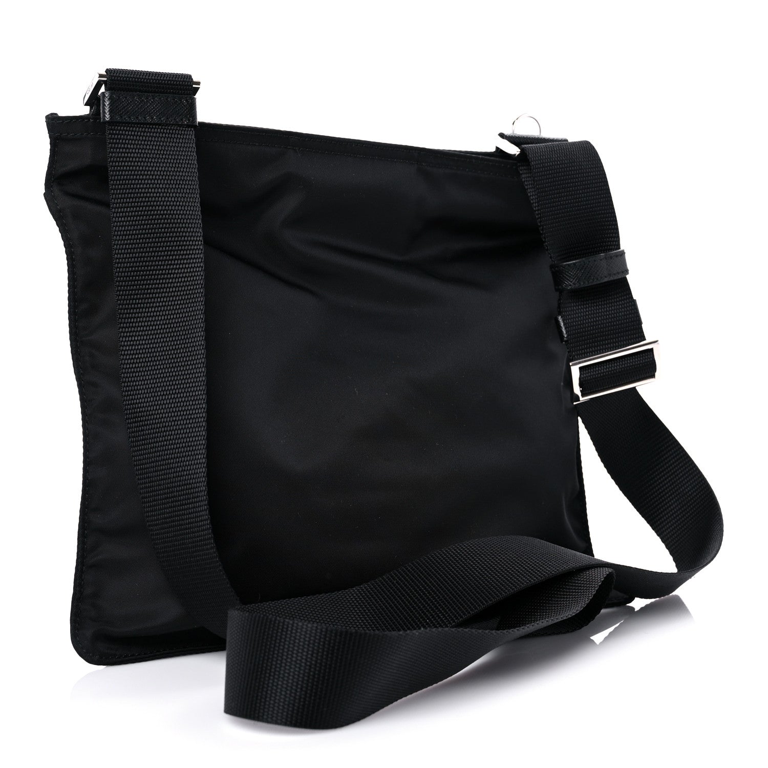 Prada Tessuto Nylon Saffiano Flat Messenger Bag Black 3 of 8