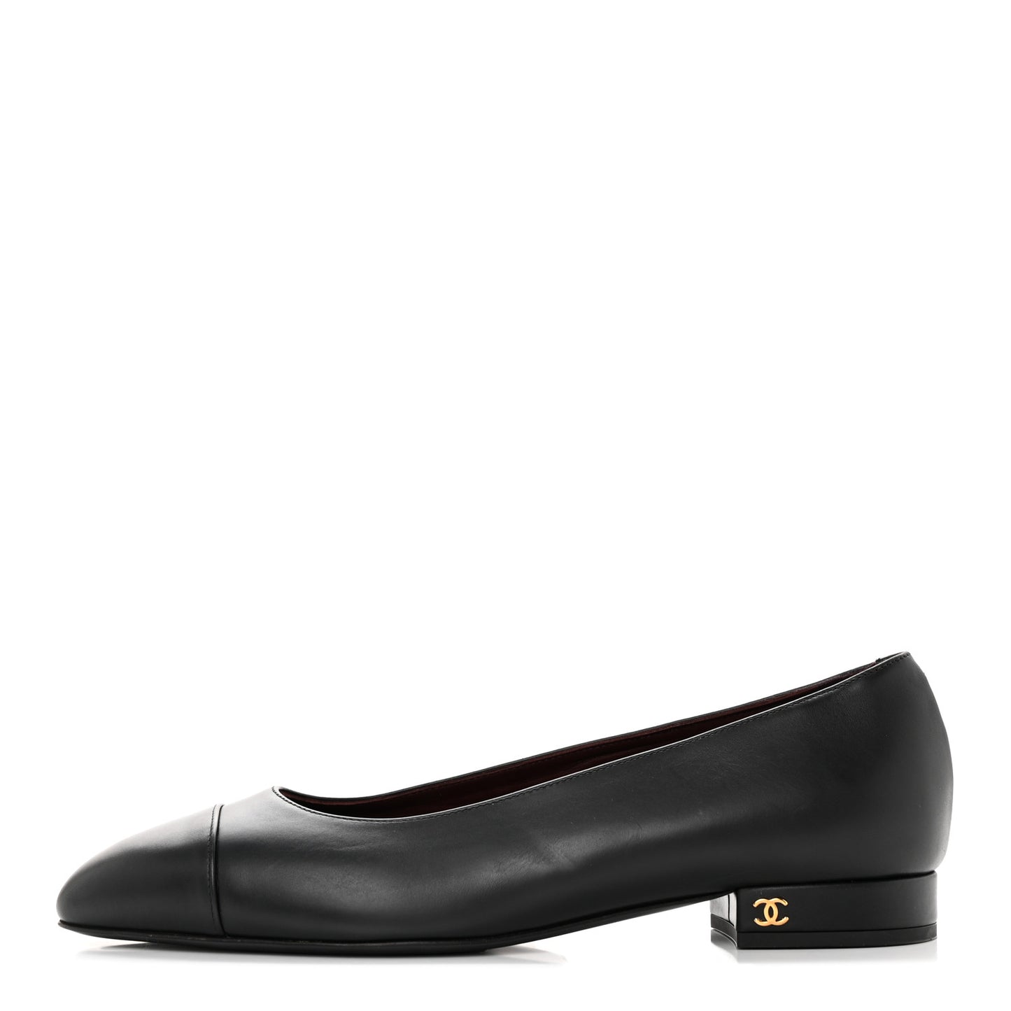 Lambskin Cap Toe Ballerina Flats 39 Black