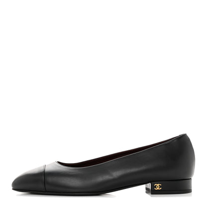 Chanel Lambskin Cap Toe Ballerina Flats 39 Black 1 of 9
