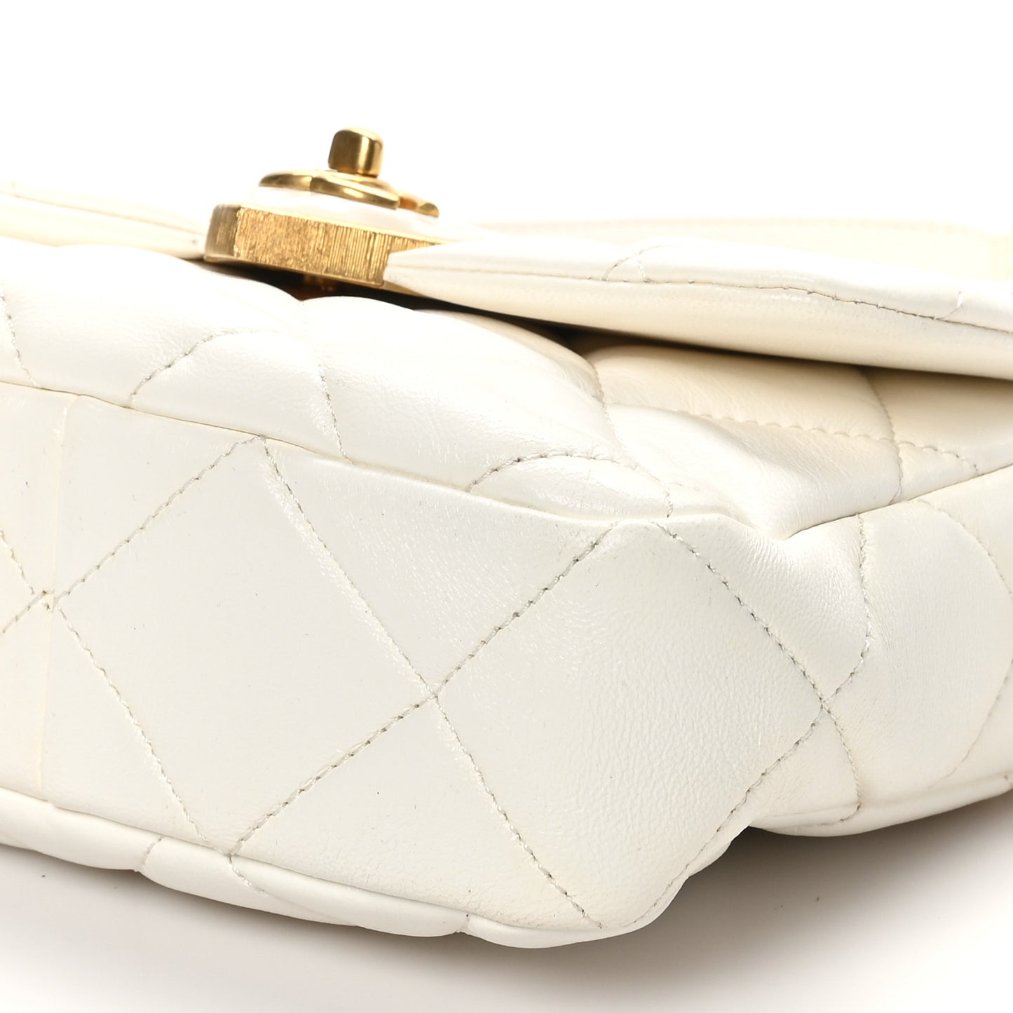 Lambskin Plexiglass Quilted Coco Love Mini Flap White