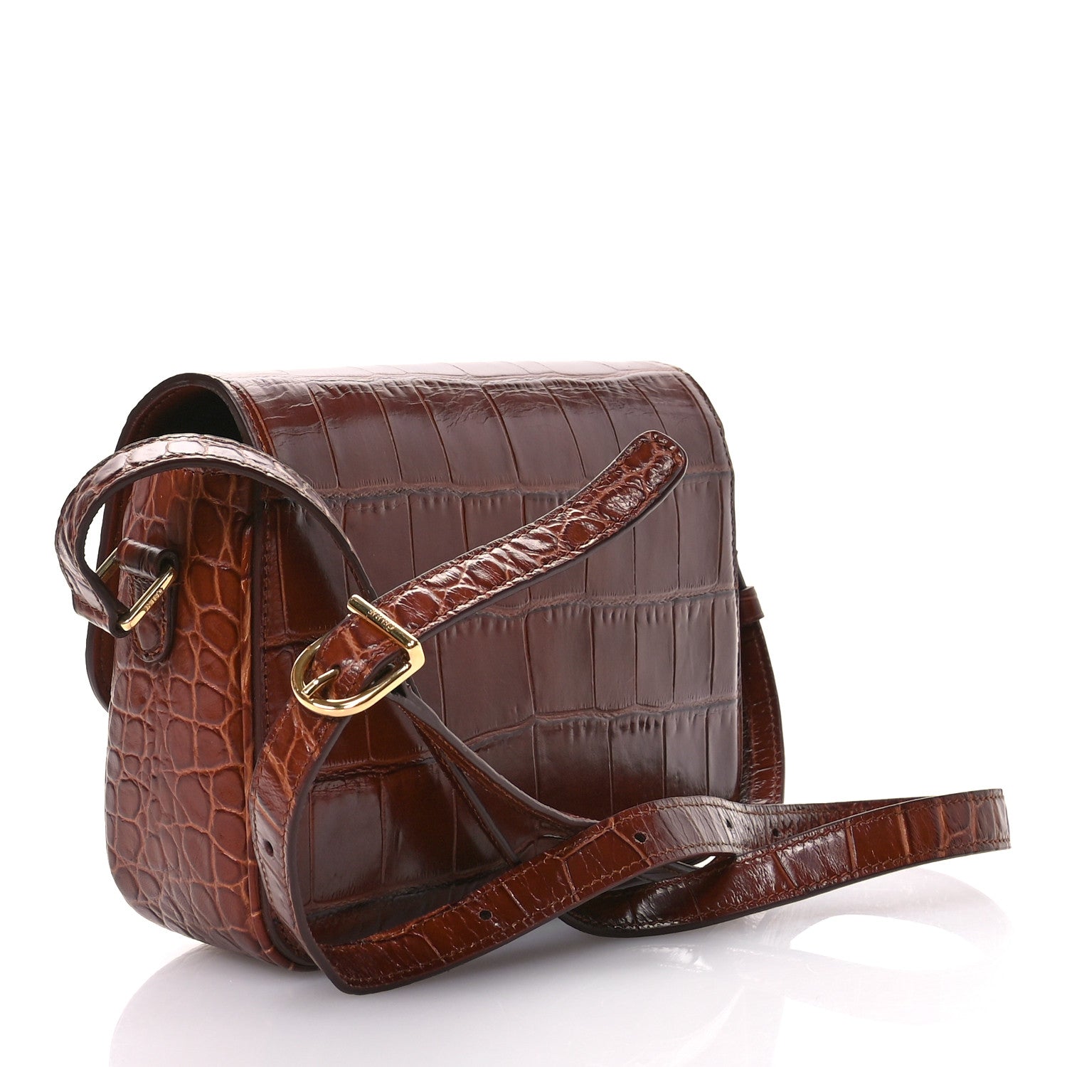 Celine Calfskin Crocodile Embossed Medium Tassel Bag Tan 3 of 11