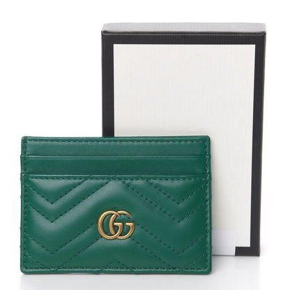 Gucci Calfskin Matelasse GG Marmont Card Holder Emerald Green 7 of 7
