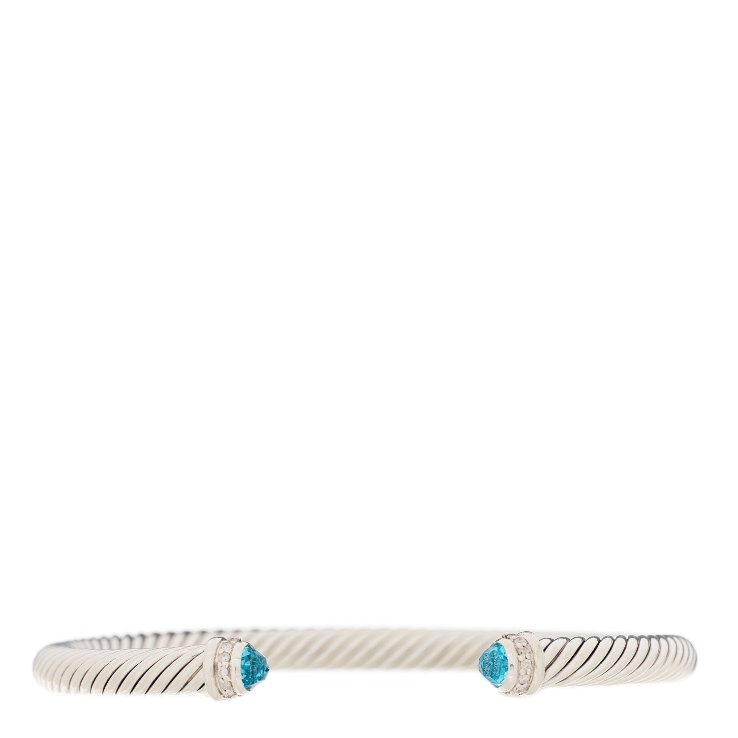David Yurman Sterling Silver Diamond Blue Topaz 5mm Cable Classics Bracelet 1 of 3