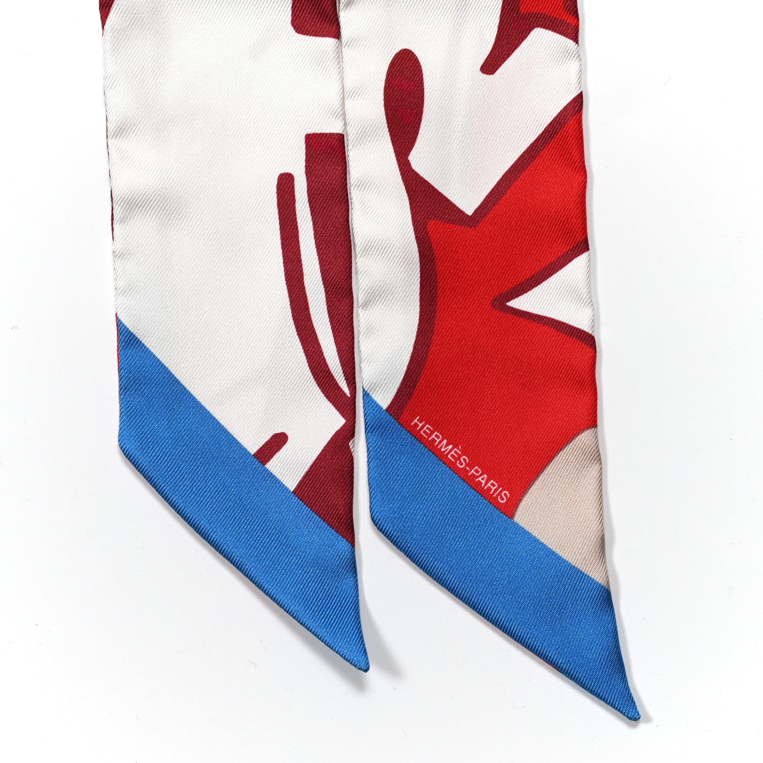 Hermes Silk Graff Graffiti Twilly Rouge Piment White Cobalt 4 of 4