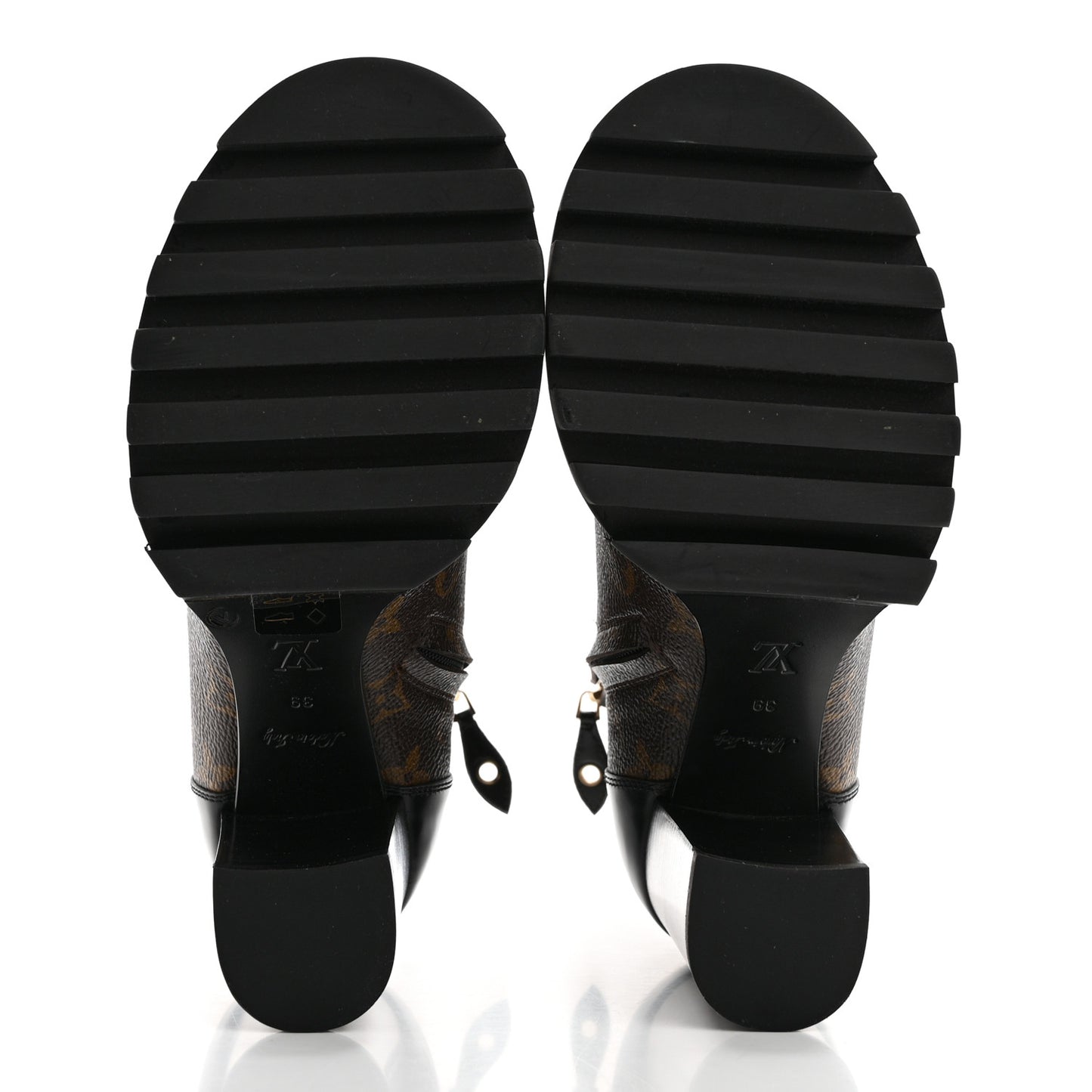 Patent Calfskin Monogram Star Trail Ankle Boots 39 Black