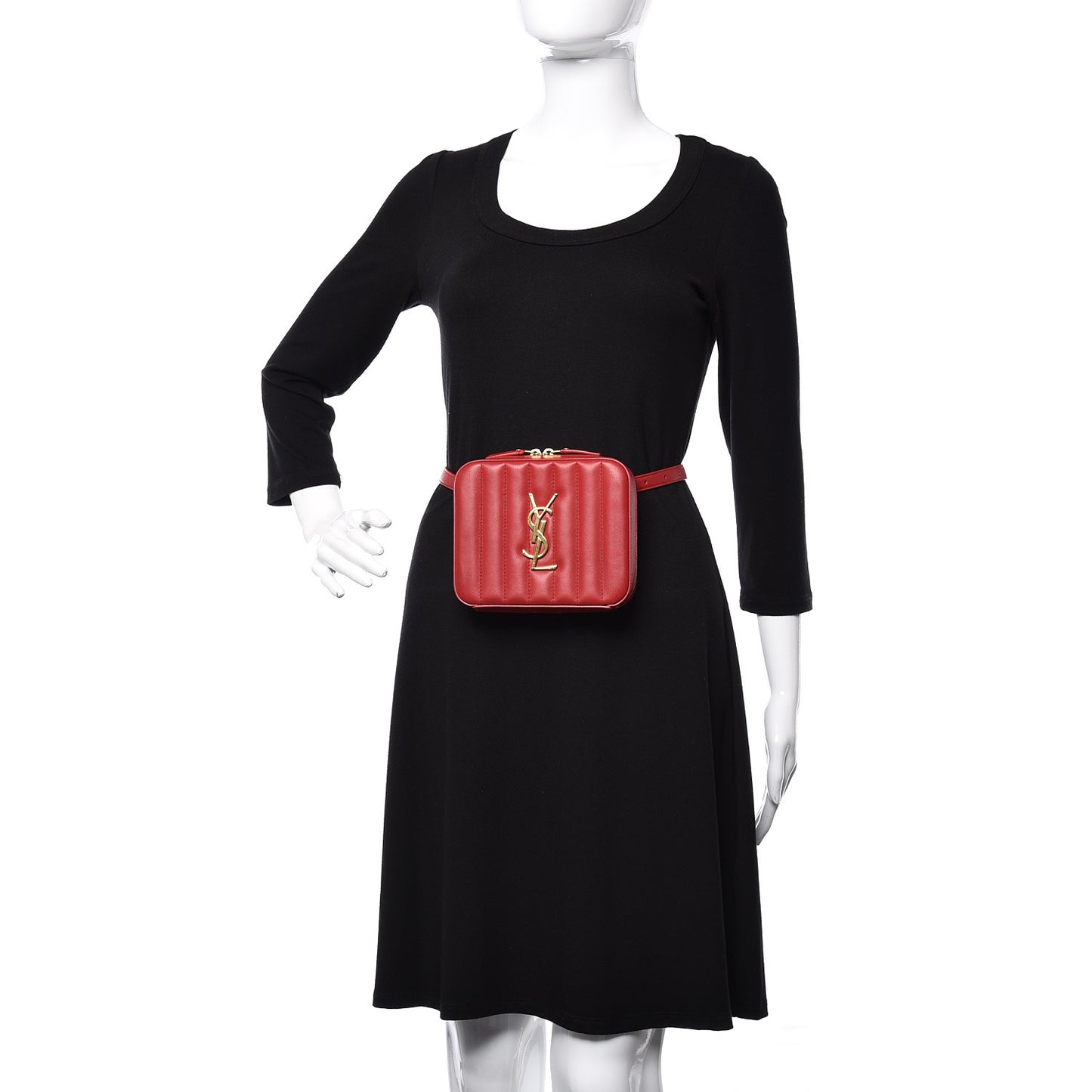 Lambskin Matelasse Vicky Monogram Belt Bag Eros Red
