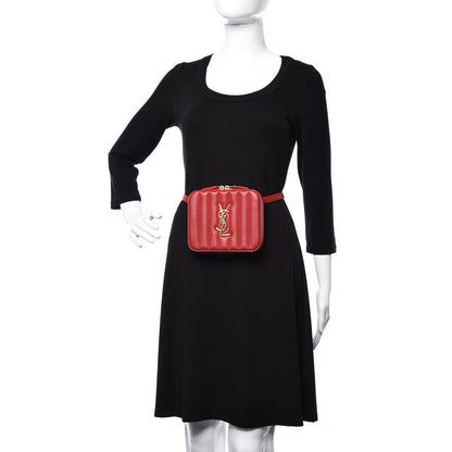 Saint Laurent Lambskin Matelasse Vicky Monogram Belt Bag Eros Red 2 of 7