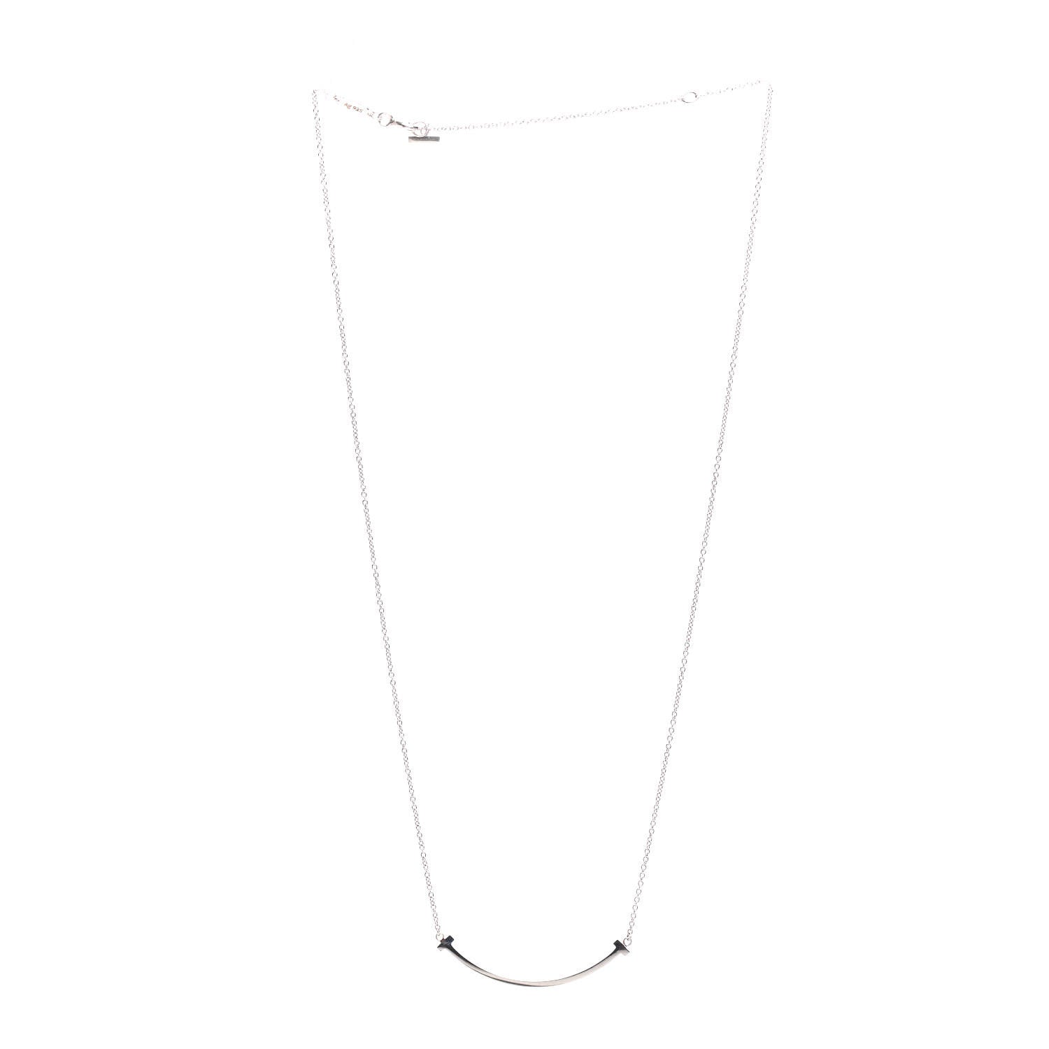Tiffany Sterling Silver Small T Smile Pendant Necklace 2 of 3
