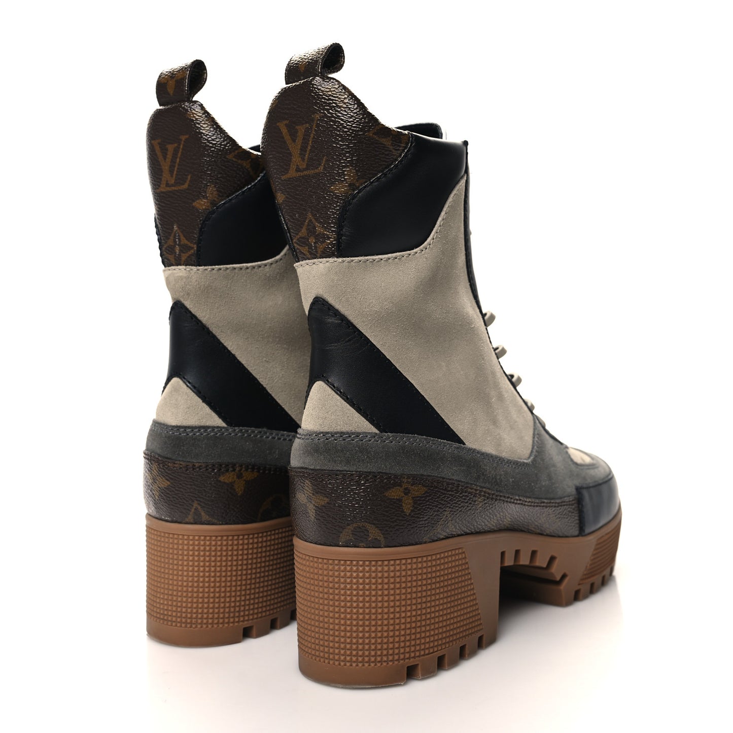 Suede Calfskin Monogram Laureate Platform Desert Boots 40 Grey