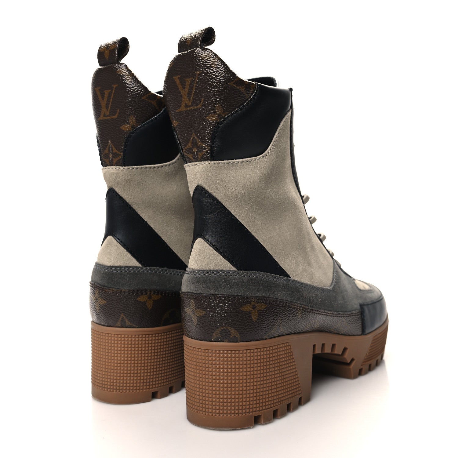 Louis Vuitton Suede Calfskin Monogram Laureate Platform Desert Boots 40 Grey 4 of 9