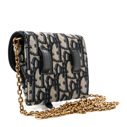Christian Dior Oblique Nano Saddle Chain Pouch Blue 3 of 10