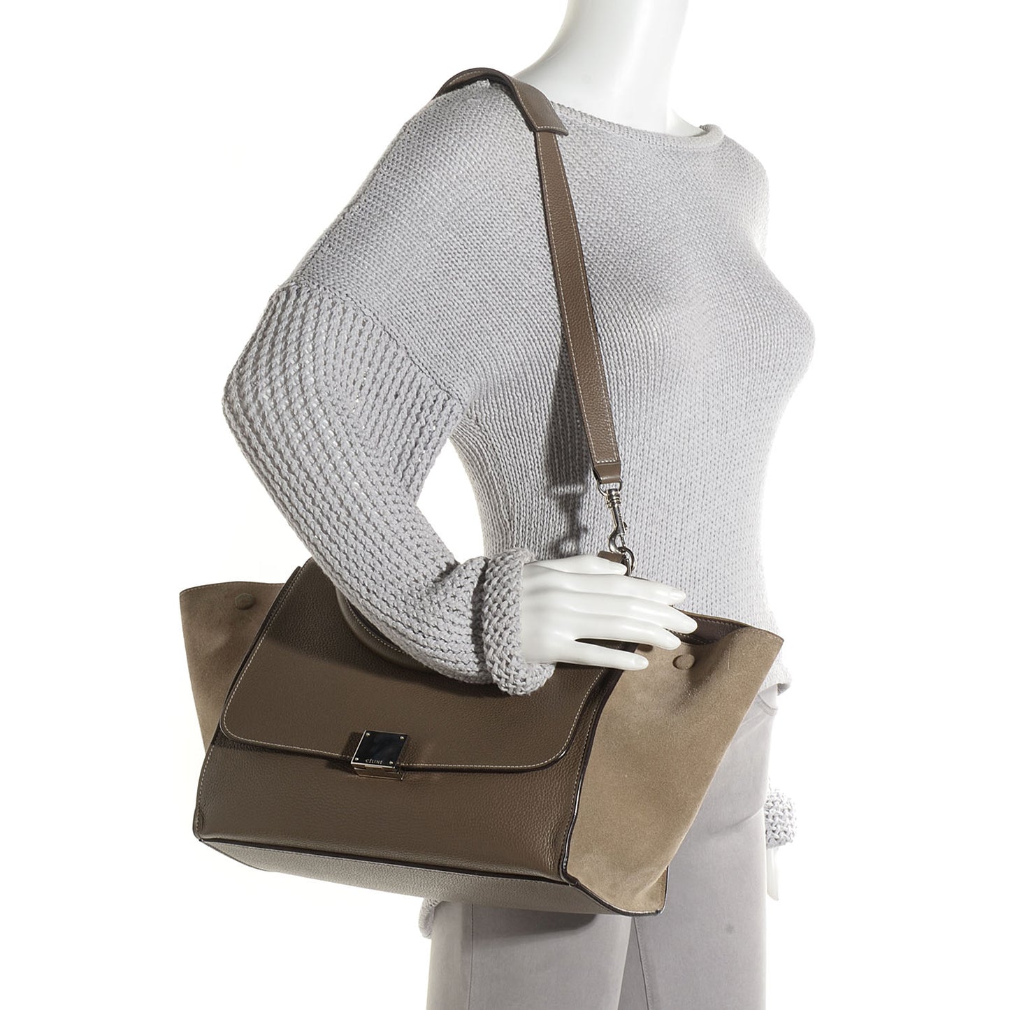 Calfskin Suede Medium Trapeze Souris