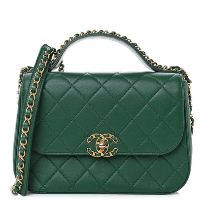 Chanel Lambskin Quilted Chain Infinity Top Handle Flap Green 1 of 4