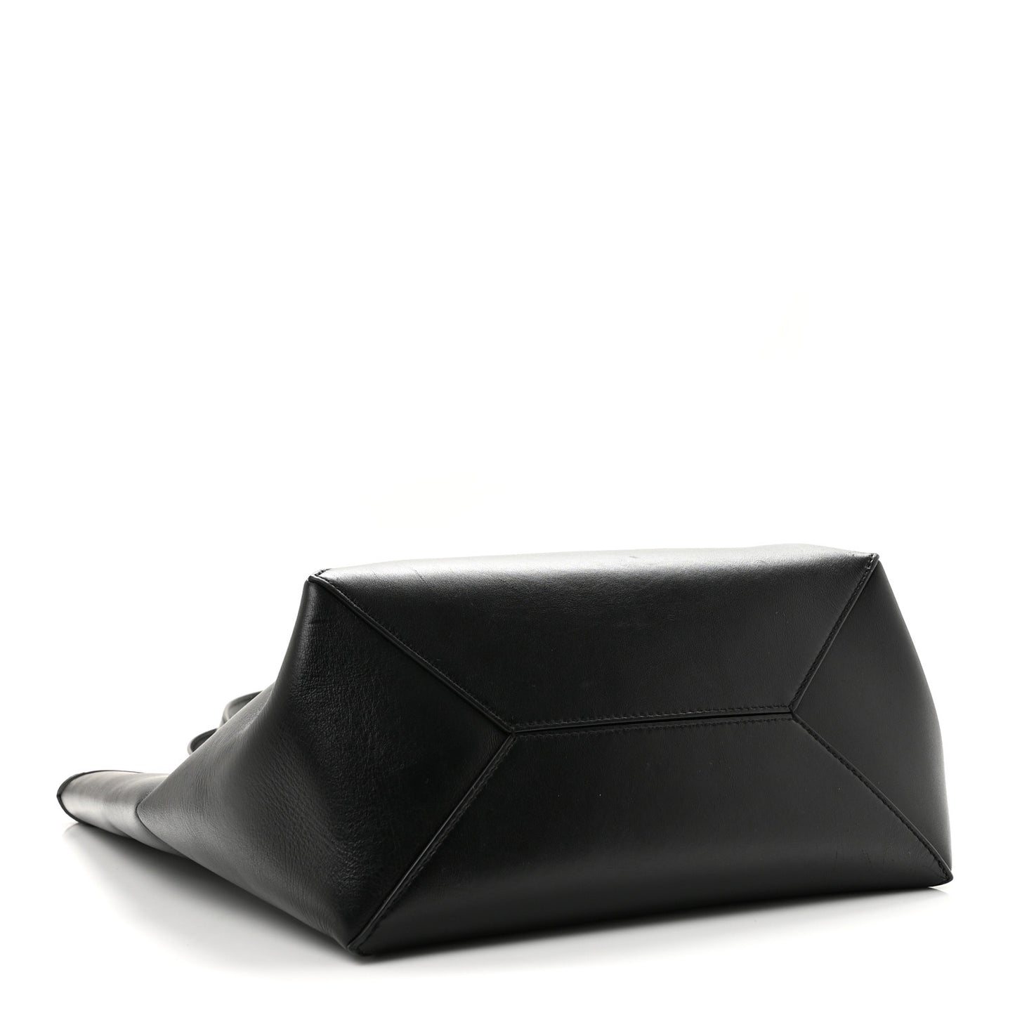 Shiny Calfskin Medium Puzzle Fold Tote Black