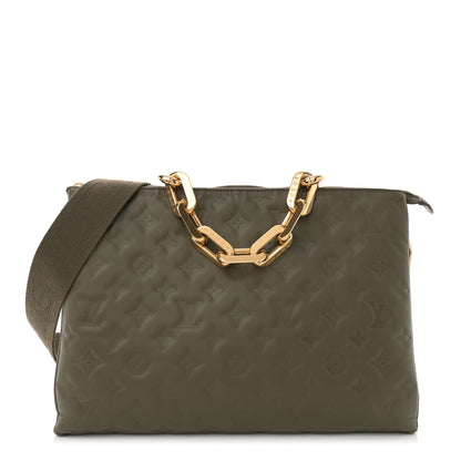 Louis Vuitton Lambskin Embossed Monogram Coussin MM Khaki 1 of 11