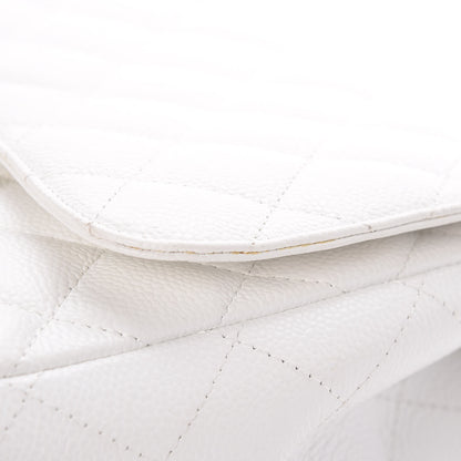 Chanel Caviar Quilted Jumbo Single Flap White 12 of 14