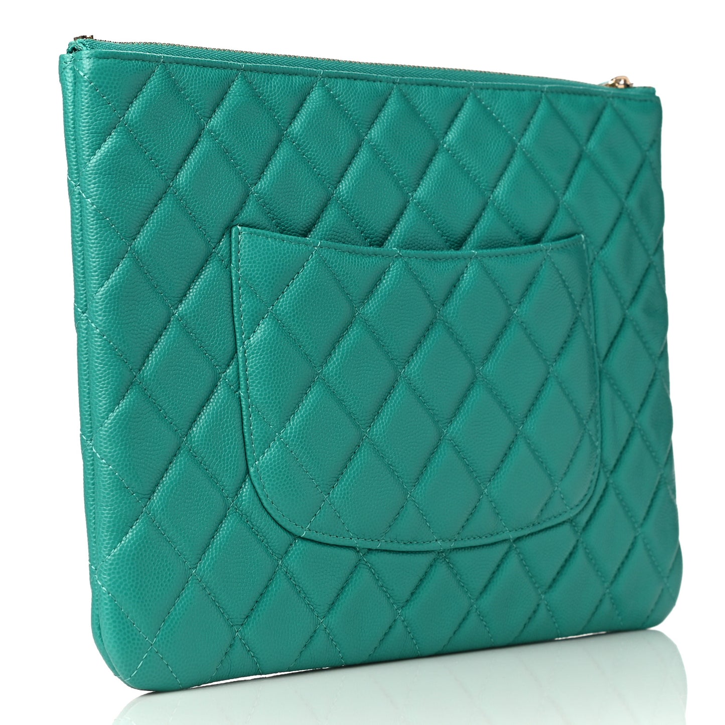 Caviar Quilted Medium Cosmetic Case Turquoise