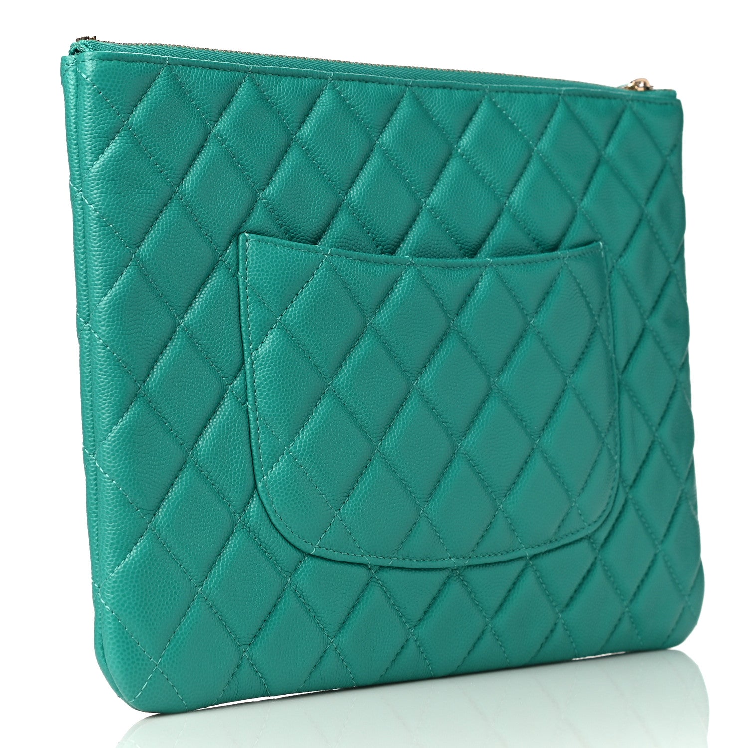 Chanel Caviar Quilted Medium Cosmetic Case Turquoise 3 of 10