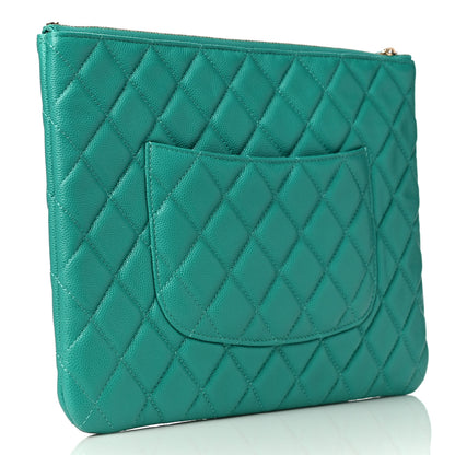 Chanel Caviar Quilted Medium Cosmetic Case Turquoise 3 of 10