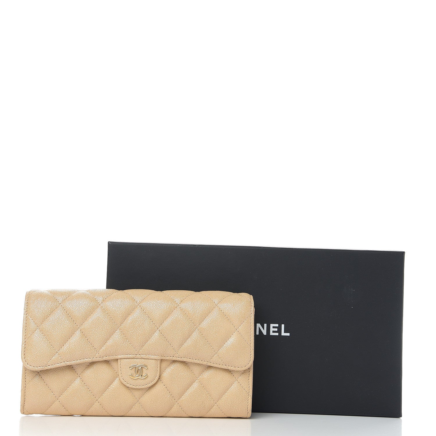 Chanel Iridescent Caviar Quilted Long Flap Wallet Beige 8 of 8