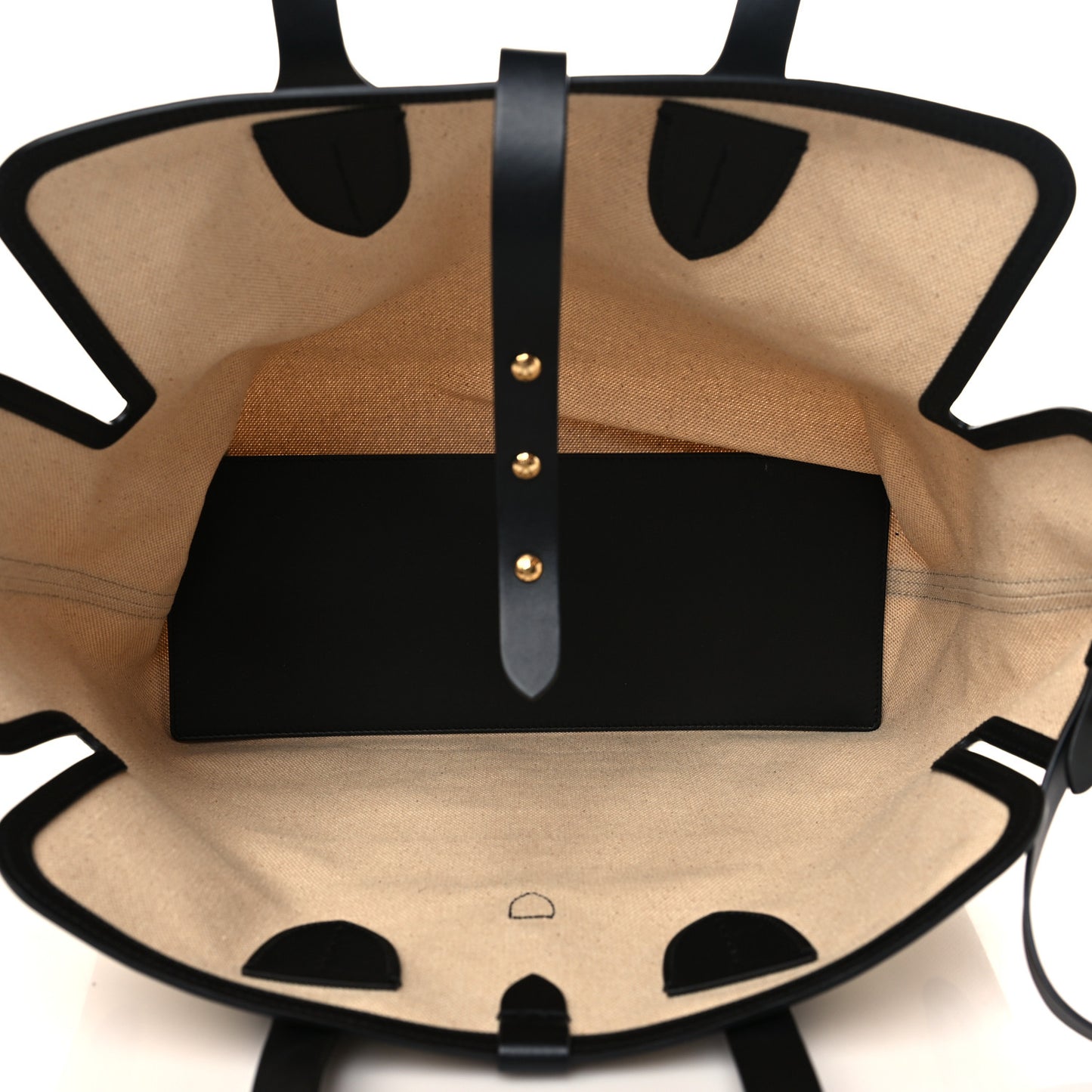 Cotton Soft Canvas Calfskin Medium Belt Tote Natural Black