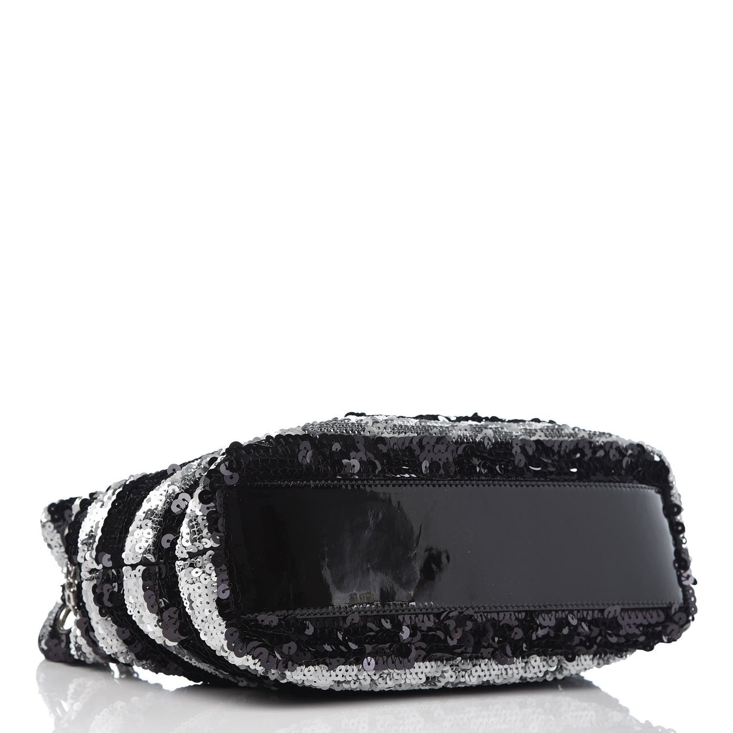 Sequin Striped Mademoiselle Tote Black Silver