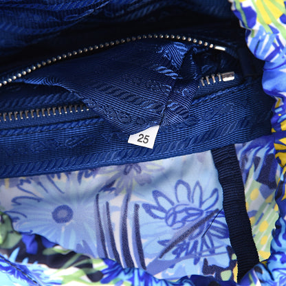 Prada Tessuto Nylon Floral Print Single Buckle Backpack Bluette Dis Primule 7 of 9