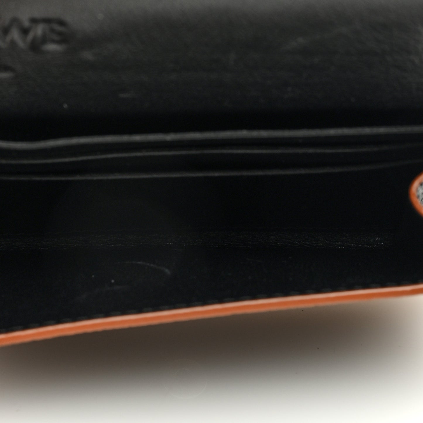 Grained Calfskin Anagram Small Wallet on Chain Black