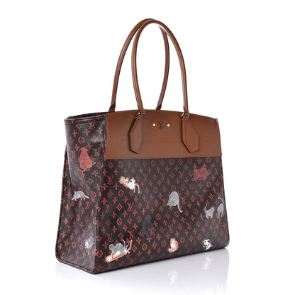Louis Vuitton Calfskin Catogram City Steamer Cabas XXL Orange Marron 4 of 8