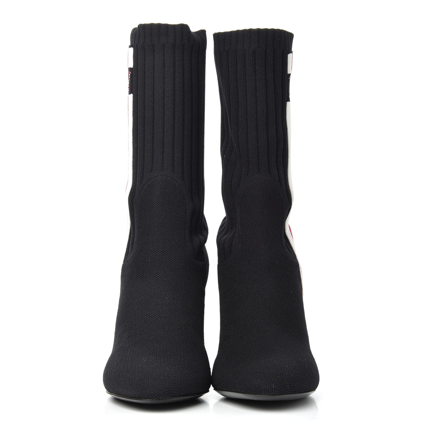 Stretch Fabric Silhouette Stripe Ankle Boots 36 Black
