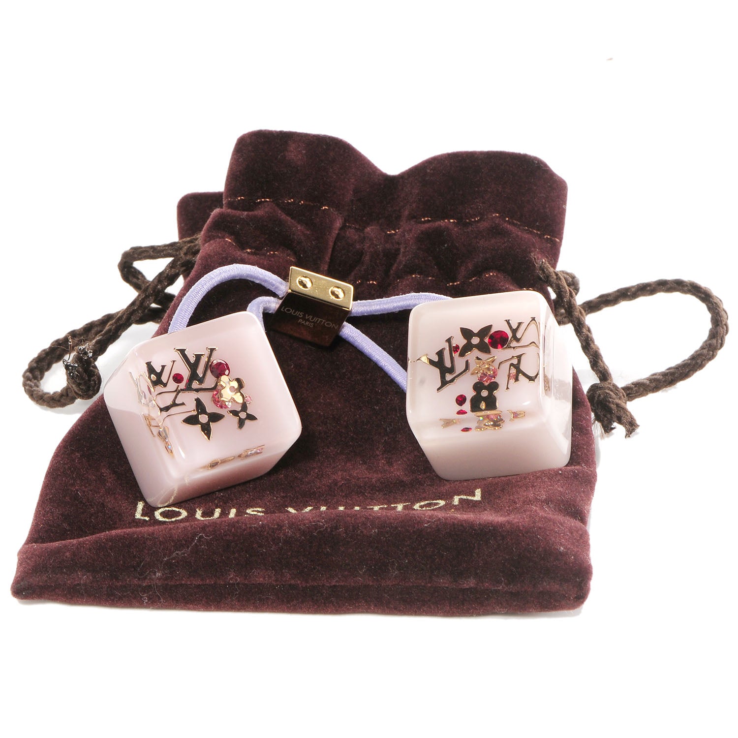 Louis Vuitton Swarovski Crystal Resin Inclusion Hair Cubes Parme 6 of 6