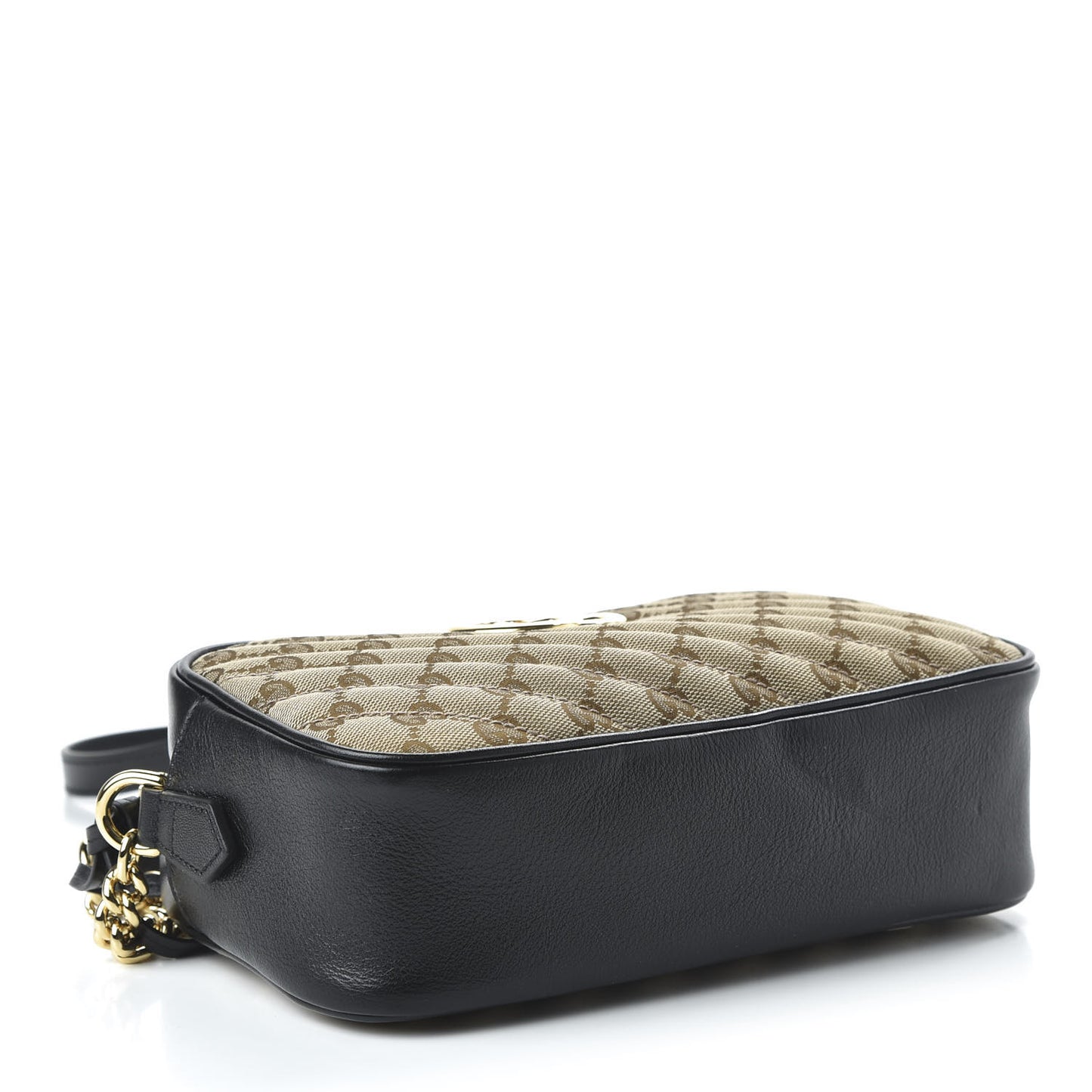 Monogram Matelasse Diagonal Small GG Marmont Chain Shoulder Bag Beige Black