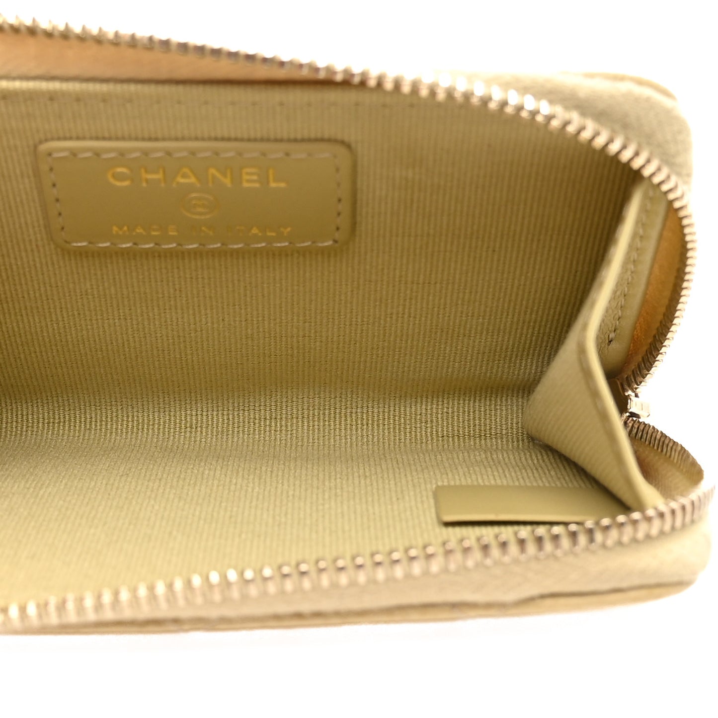 Caviar Quilted Zipped Key Holder Case Light Green