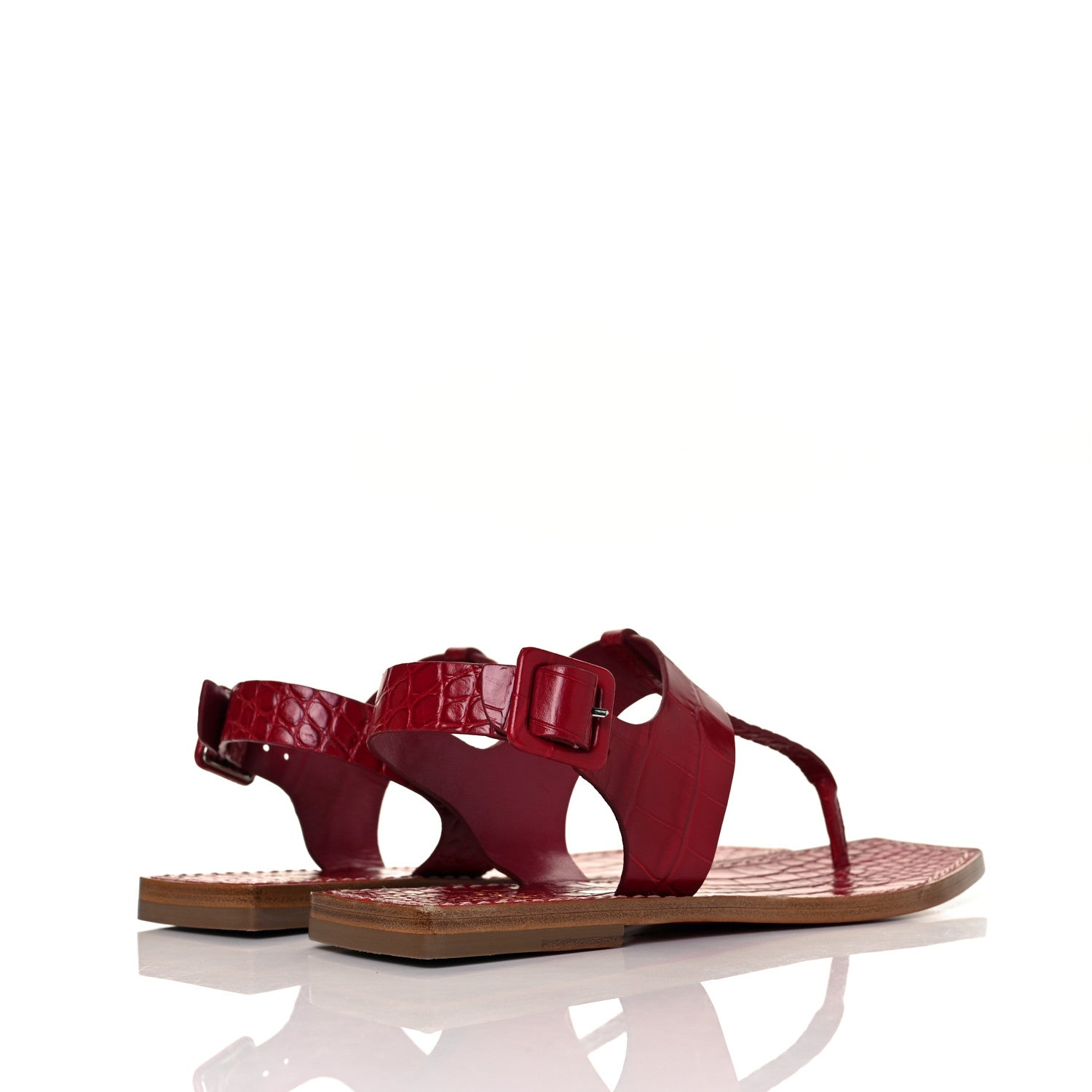 Christian Louboutin Calfskin Alligator Embossed Cubongo Flat Sandals 38 Persan 4 of 8