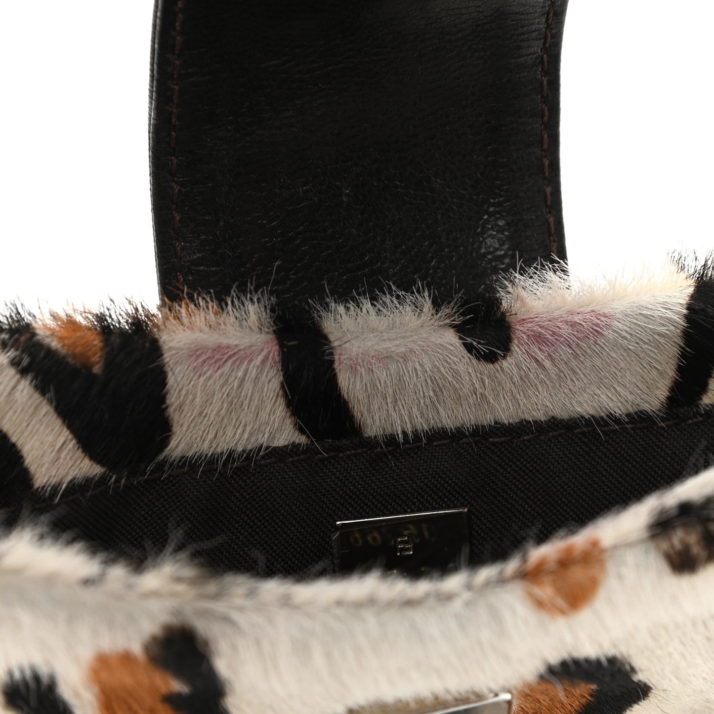 Calf Hair Leopard Print Croissant White Brown