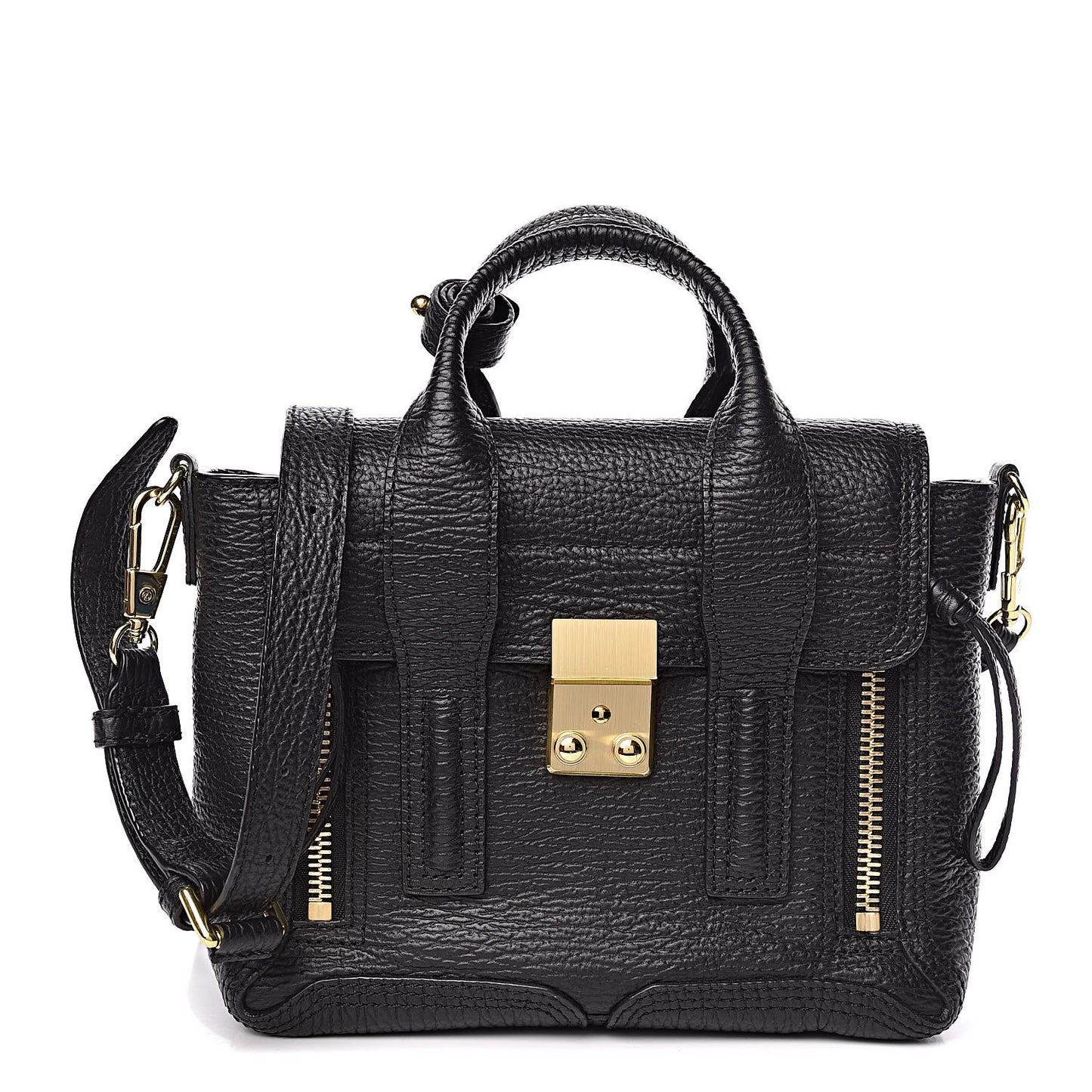 3.1 Textured Calfskin Mini Pashli Satchel Black