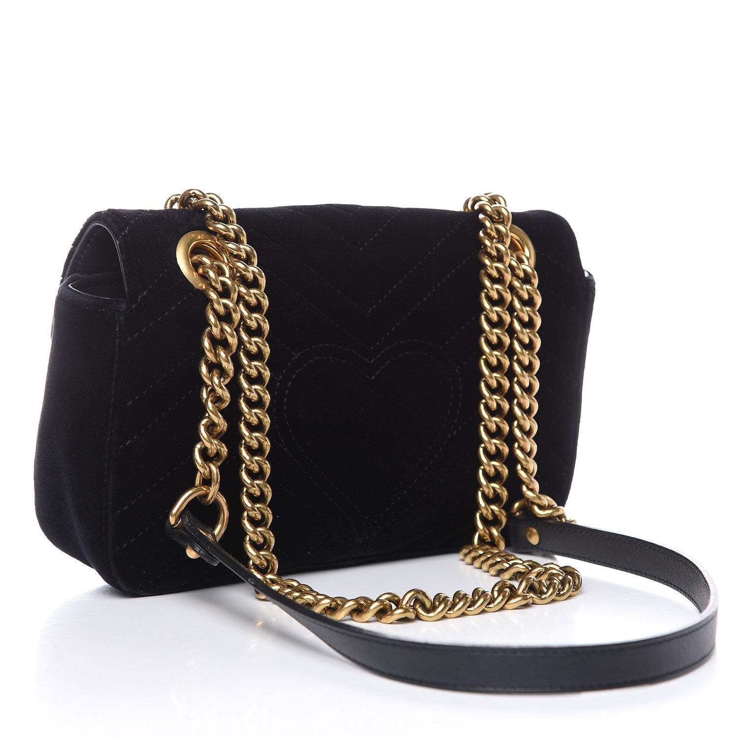 Gucci Velvet Matelasse Mini GG Marmont Shoulder Bag Black 3 of 15