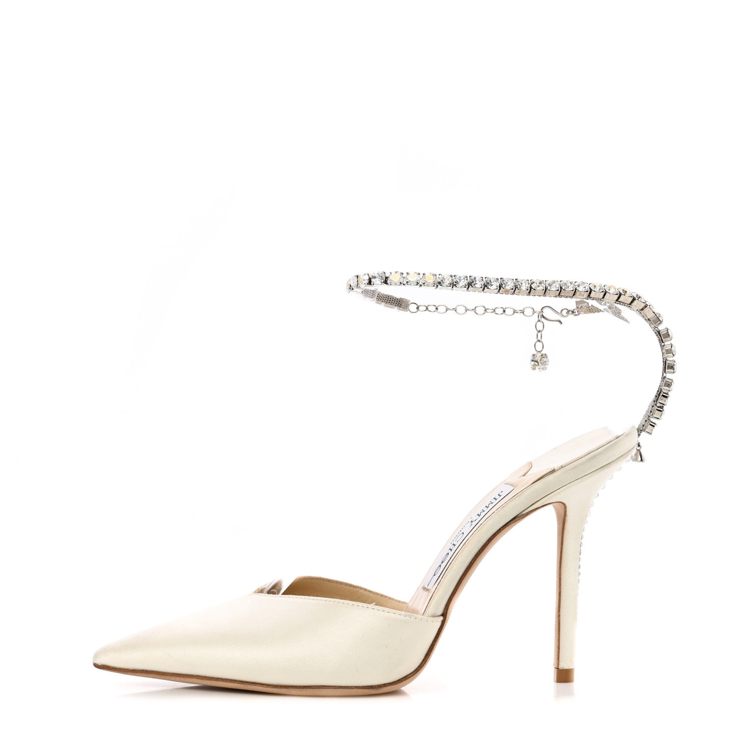 Jimmy Choo Satin Crystal Saeda 100 Pumps 37 Ivory 1 of 18
