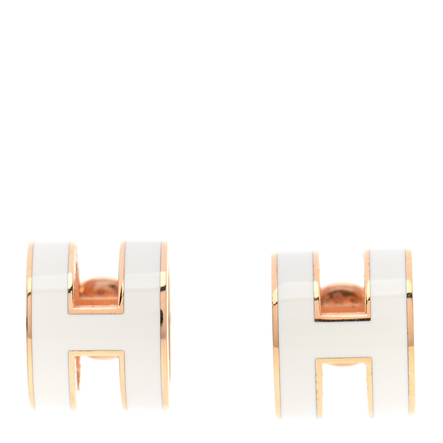 Hermes Gold Lacquered Mini Pop H Earrings White 1 of 6