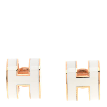 Hermes Gold Lacquered Mini Pop H Earrings White 1 of 6