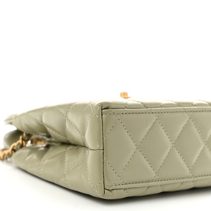 Chanel Shiny Aged Calfskin Quilted Nano Kelly Shopper Khaki 9 of 11