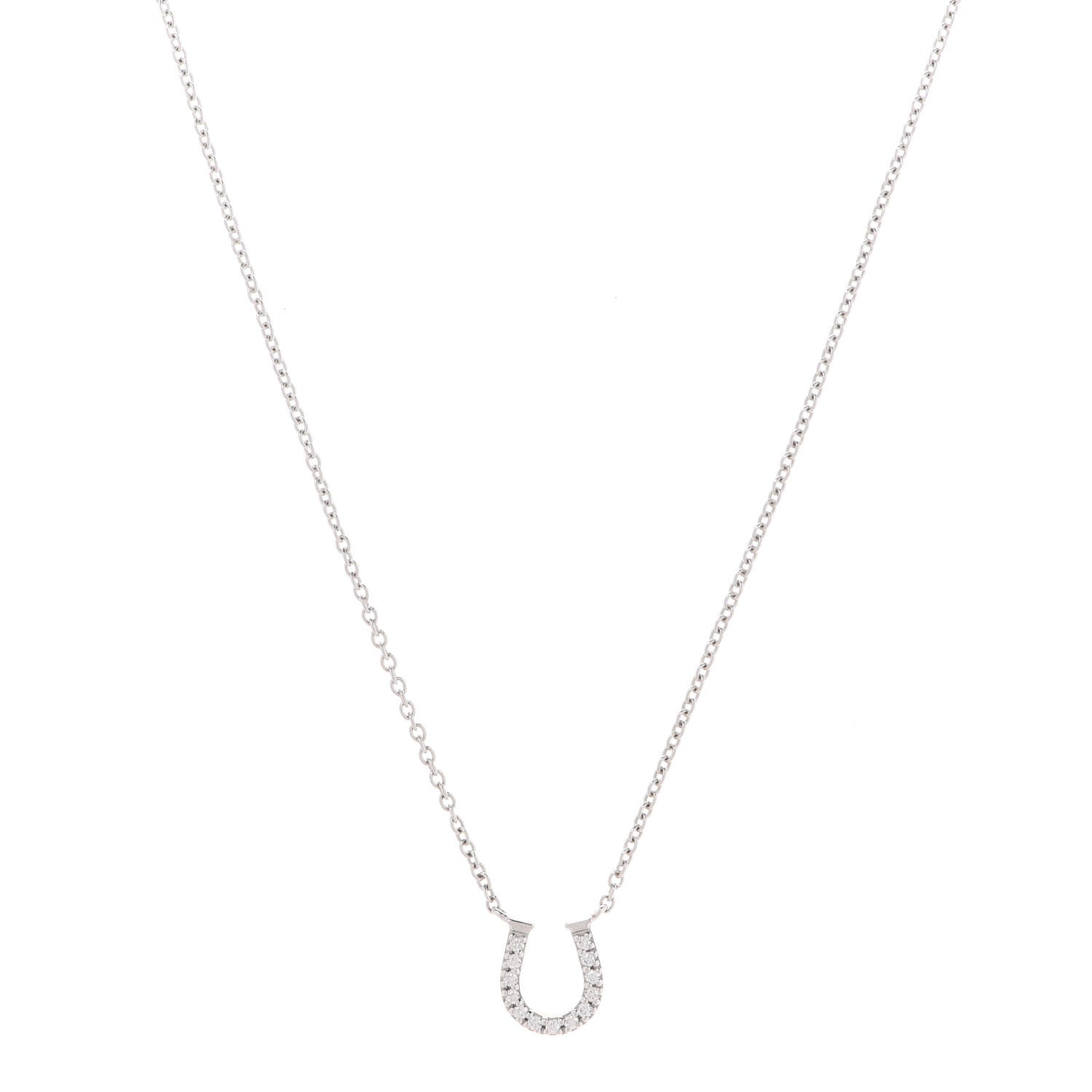 Tiffany 18K White Gold Diamond Mini Metro Horseshoe Pendant Necklace 1 of 6