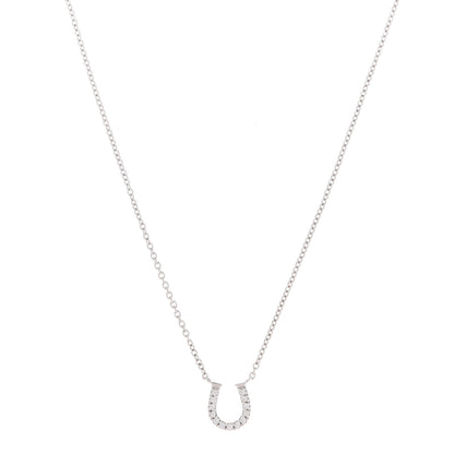 Tiffany 18K White Gold Diamond Mini Metro Horseshoe Pendant Necklace 1 of 6
