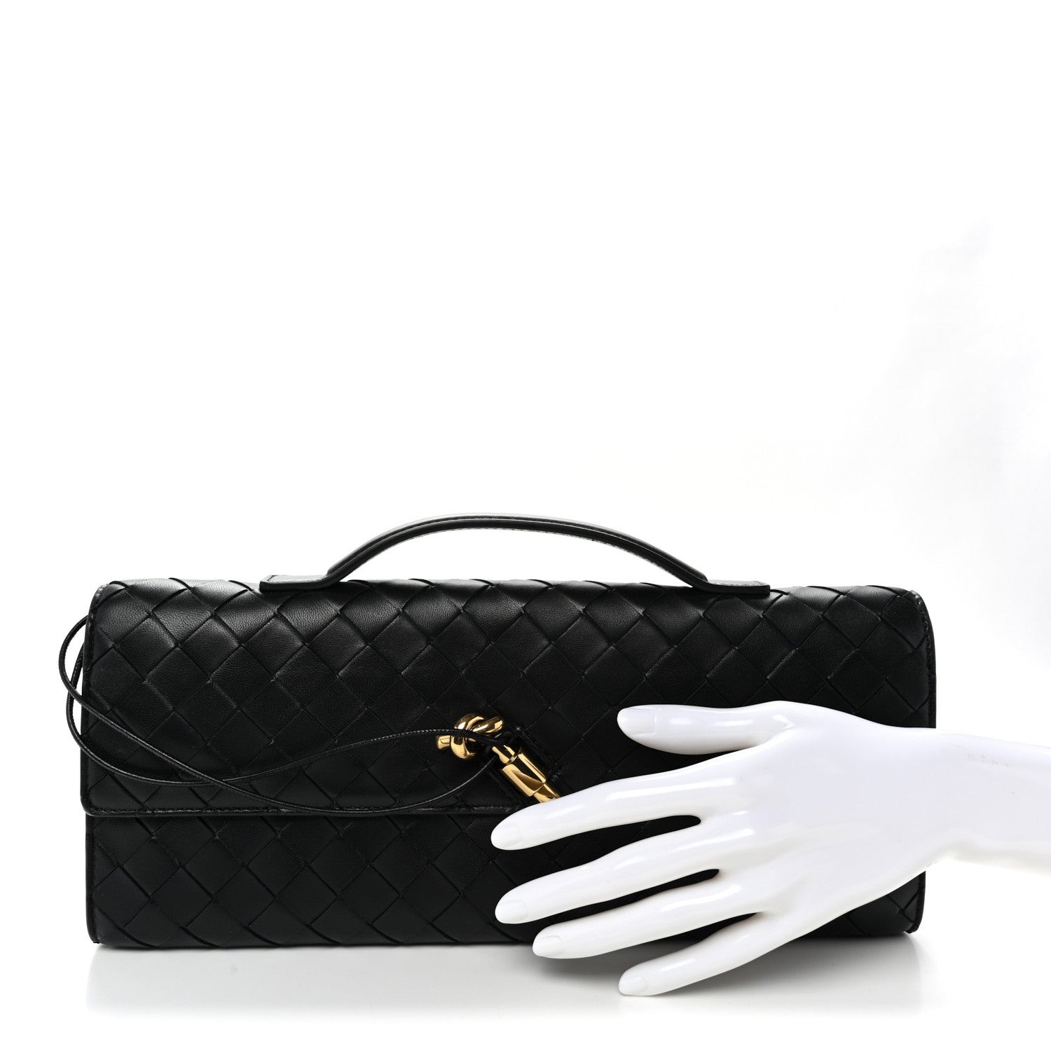 Bottega Veneta Nappa Intrecciato Long Andiamo Top Handle Clutch Black 2 of 6